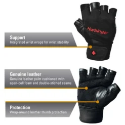 HARBINGER Pro WristWrap Short Gloves -Tunturi Shop harbinger pro wristwrap short gloves 4
